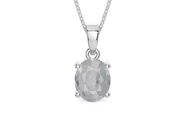 Sterling Silver Ceylon White Sapphire Pendant Fine Quality (P10)