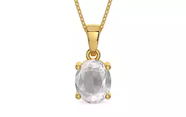 Gold Ceylon White Sapphire Pendant Limited Quality (P10)
