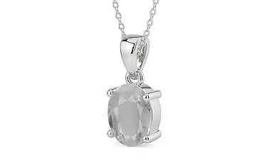 Sterling Silver Ceylon White Sapphire Pendant Prime Quality (P10)
