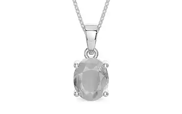 Sterling Silver Ceylon White Sapphire Pendant Prime Quality (P10)