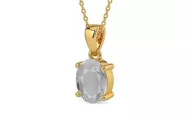 Gold Ceylon White Sapphire Pendant Prime Quality (P10)