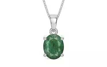 Sterling Silver Emerald Pendant Fine Quality (P10)