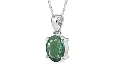 Sterling Silver Emerald Pendant Fine Quality (P10)