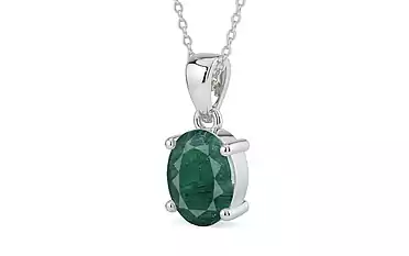 Sterling Silver Emerald Pendant Prime Quality (P10)