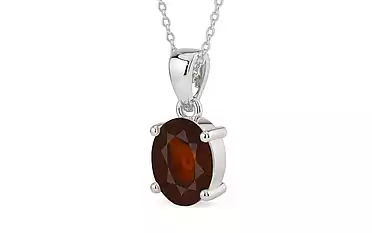 Sterling Silver Hessonite Garnet Pendant Fine Quality (P10)