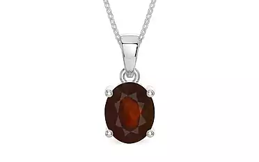 Sterling Silver Hessonite Garnet Pendant Fine Quality (P10)