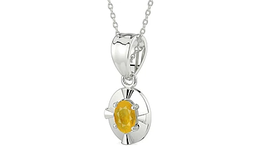 Sterling Silver Thailand Yellow Sapphire Pendant Fine Quality (P11)