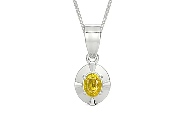 Sterling Silver Thailand Yellow Sapphire Pendant Limited Quality (P11)