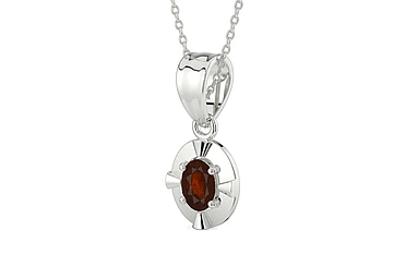 Sterling Silver Hessonite Garnet Pendant Fine Quality (P11)