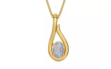 Gold Ceylon White Sapphire Pendant Fine Quality (P9)