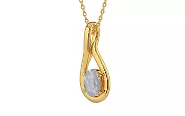 Gold Ceylon White Sapphire Pendant Fine Quality (P9)