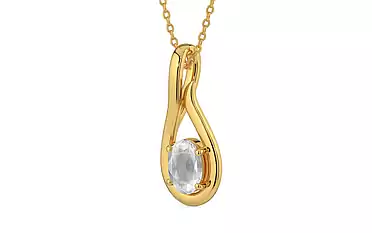 Gold Ceylon White Sapphire Pendant Limited Quality (P9)