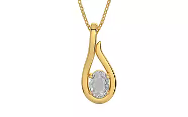 Gold Ceylon White Sapphire Pendant Rare Quality (P9)