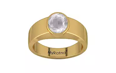 Gold Ceylon White Sapphire Ring Limited Quality (R10)