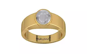 Gold Ceylon White Sapphire Ring Prime Quality (R10)