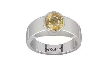 Sterling Silver Ceylon Yellow Sapphire Ring Fine Quality (R10)