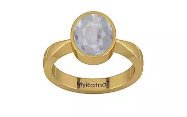 Gold Ceylon White Sapphire Ring Fine Quality (R9)